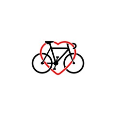 Poster - Love my bike label template design. Bike love logo isolated on white background