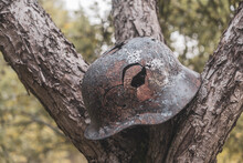 Steel German Helmet With A Hole