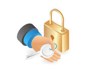Poster - Hand with security padlock