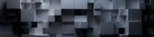 Grey And White, Multisized Blocks Perfectly Aligned To Create A Futuristic Tech Background. 3D Render.