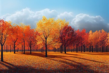 Wall Mural - Abstract autumn winter landscape scene with product stand. 3d rendering.