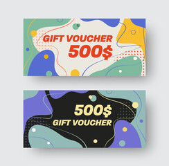 Wall Mural - set of colorful discount gift voucher templates.