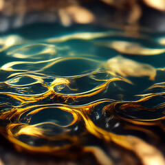 Poster - abstract background blue gold waves