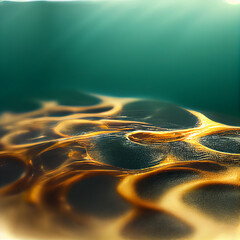 Canvas Print - abstract background blue gold waves