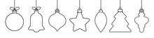 Christmas Ball Line Icon.Set Of Simple Christmas Balls Isolated On White Background.Holiday Christmas Decoration