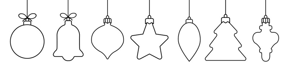 christmas ball line icon.set of simple christmas balls isolated on white background.holiday christma