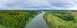 rzeka Wisła w Polsce w okolicach Oświęcimia, panorama jesienią z lotu ptaka