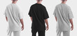 © olegphotor - Mockup of a white, black and heather oversize men's t-shirt for design, print, pattern.