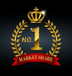 No.1 medal icon illustration | market share.