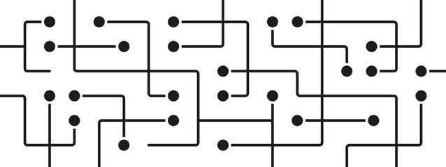 Fototapete - Network circuit board connect dots and lines background template. Database technology blockchain graphic vector.