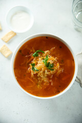 Poster - Traditional sauerkraut soup with fresh parsley