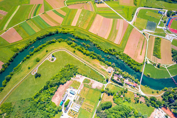 Wall Mural - Aerial view of Korana river in town of Karlovac