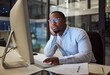 © N Lawrenson/peopleimages.com - Tired, burnout businessman on computer at night in a dark office working on company finance management. Sad, mental health and depression corporate accountant with glasses and tax or audit paperwork
