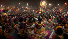 AI Generated Of A Garba Dance In Progress As Part Celebrations Of Hindu Festival Navaratri Or Dussehra 