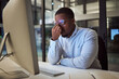 © Nina Lawrenson/peopleimages.com - Headache stress, work burnout and businessman working on corporate strategy on the internet in a dark office at night. Corporate employee doing overtime with a migraine, problem and computer glitch