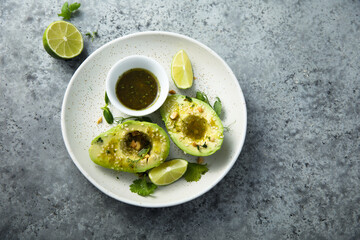 Canvas Print - Avocado with peanut and soy sauce