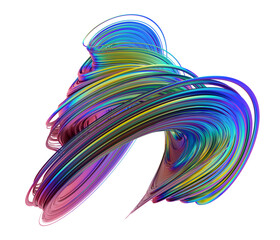 Abstract colorful twisted shape, 3d render