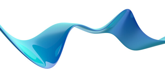 Abstract blue wavy shape, 3d render
