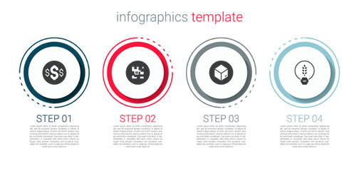 Poster - Set Dollar symbol, QR code, Carton cardboard box and Gluten free grain. Business infographic template. Vector