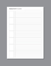 Planner Insert. Productivity Planner Design Layout For Your Planner, Diary. Can Be Used For A5, A4 Size. To Do List, Notes, Ideas, Bullets, Check List, Projects Management.