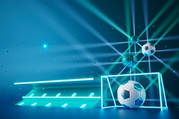 Wall Mural - football balls object, sport ball design, football element concept, 3d illustration, abstract football technology, smartphone mobile screen, green grass field, online sport live, casino sport business