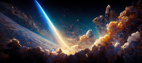 Aufkleber - space fantasy landscape with stars and nebulae in deep space universe