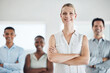 © Mumtaaz D/peopleimages.com - Team growth, proud business woman leadership with a smile in a office with staff. Portrait of a corporate company ceo and manager happy about teamwork, work management and staff leadership success