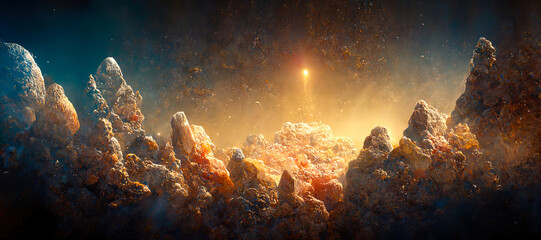 Aufkleber - abstract illustration on the theme of the origin of the universe with stars and nebulae, a fantastic space landscape