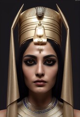 Wall Mural - Portrait of a beautiful Egyptian priestess with makeup. Image of an ancient princess. 3D rendering