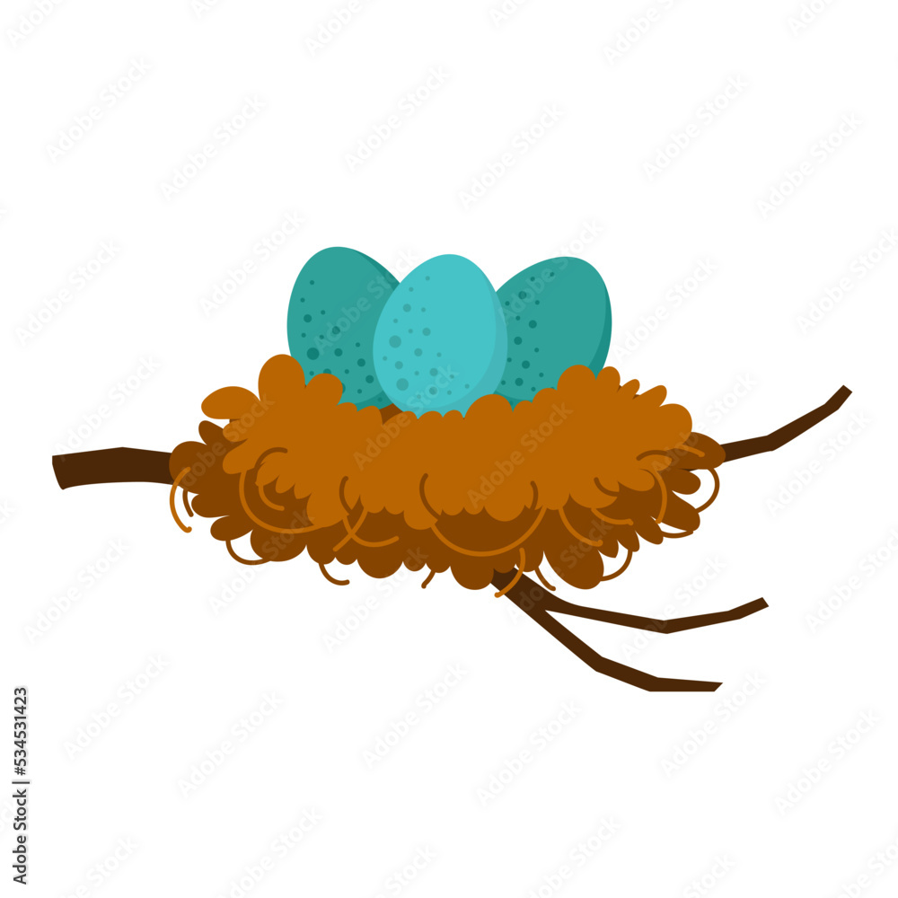 eggs in nest flat vector illustration clipart isolated on white ...