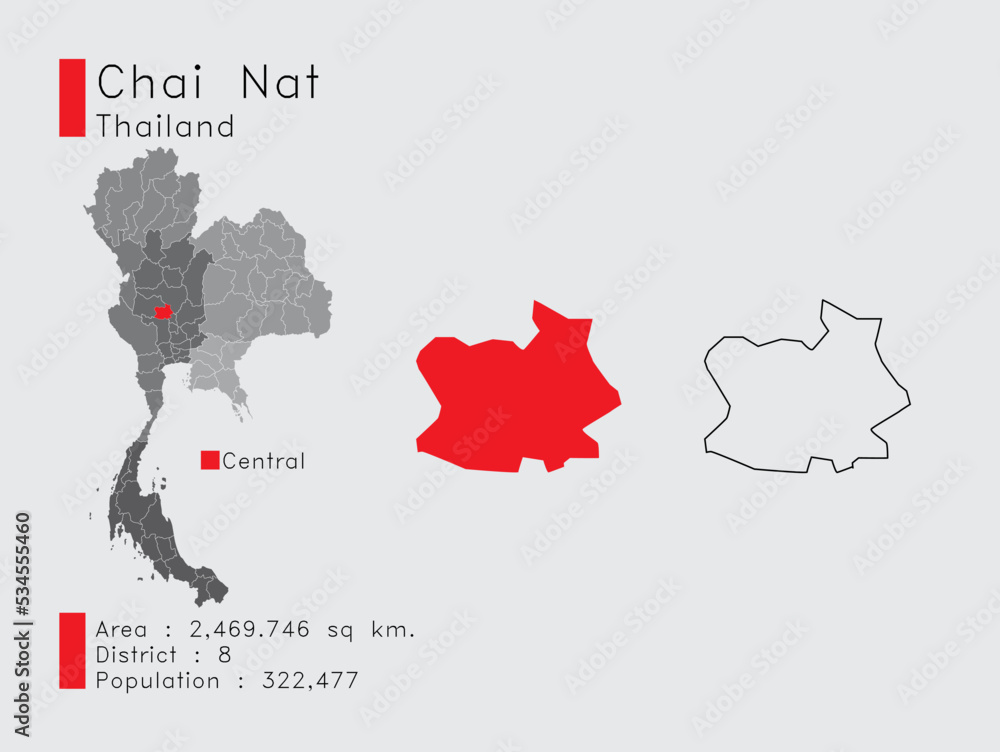 Chai nat Position in Thailand A Set of Infographic Elements for the ...