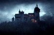 © Mikiehl Design - Spooky Dracula castle, Painting of haunted mansion