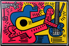 Keith Haring Type Artwork Illustration Colourfull Patterns Black And White Music Human Abstract