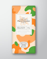 Wall Mural - kumquat chocolate label. abstract shapes vector packaging design layout with realistic shadows. mode