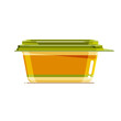 Colorful plastic rectangular butter can with lid. Isolated background. Modern flat cartoon vector illustration for poster, web design, banner, icon, logo or badge.