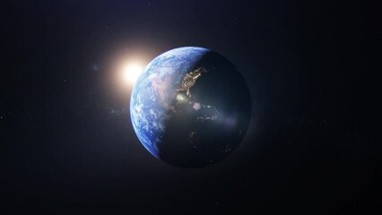 Wall Mural - Cinematic planet earth sunrise. Day to night transition