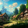 liebevoll gezeichnetes deutsches Dorf in warmen Farben,CG Kunst,Wallpaper