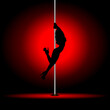 Sexy pole dancing girl in red light
