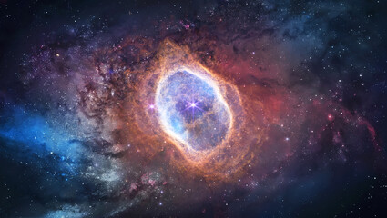 Aufkleber - Southern Ring Nebula. Space collage from James webb telescope element. JWST galaxy and stars. Deep space in the sky. Elements of this image furnished by NASA