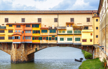 Sticker - Old bridge Ponte Vecchio over Arno river, Florence, Italy, Europe