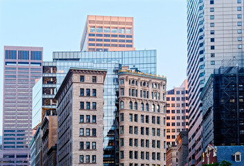 Poster - Classic Stone and Modern Glass Architecture