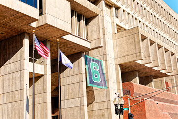 Wall Mural - Flags on Boston City Hall