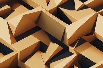 Abstract Low poly yellow seamless background.3d illustration.