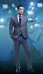 Canvas Print - Man in cloup computing concept