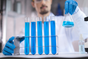 Wall Mural - health care researchers working in life science laboratory, medical science technology research work