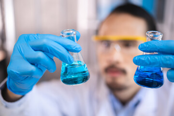 Wall Mural - health care researchers working in life science laboratory, medical science technology research work