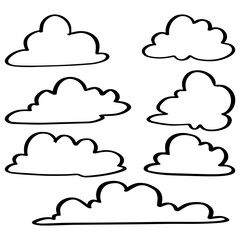 Canvas Print - Doodle sketch style of Hand drawn Clouds  cartoon vector illustration for concept design.