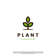 Wall Mural - simple plant logo design on isolated background