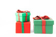 © Verrone - Present. Gift box with a bow. New Year's surprise. Red and green box with a gift