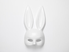 White Rabbit Mask With Long Ears From A Sex Shop On White Background